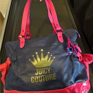 Juicy Couture Blue and Pink Tote with Gold Accents